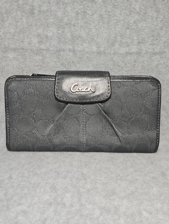 Coach Handbags - Coach Vintage Signature Canvas Pleated Leather Flap Bifold Wallet